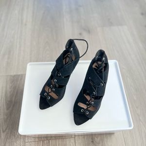 Qupid black caged gladiator style lace up heels size 5.5 or 6